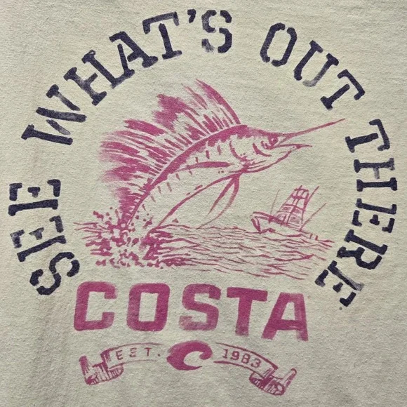 Costa Shirt Mens Or Women Medium Green Short Sleeve Graphic Fish Logo Crewneck - Picture 8 of 8